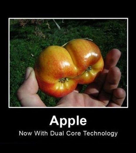 An apple with 2 cores.
