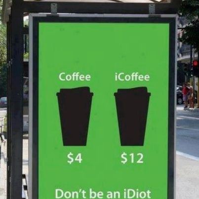 Coffee is $4, and iCoffee is $12.  They look the same.